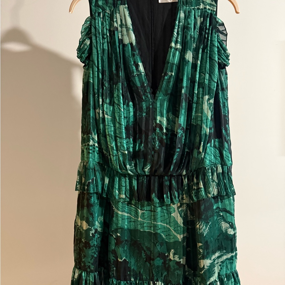Victoria Beckham Green Abstract Mini Dress